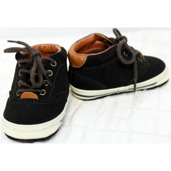 Ralph Lauren Layette Chocolate Suede Zale Sneakers Baby Infant 6-9 M Lace Up Box - Picture 6 of 12